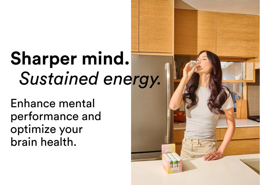 Woman drinking Rise Focus Shot in her kitchen